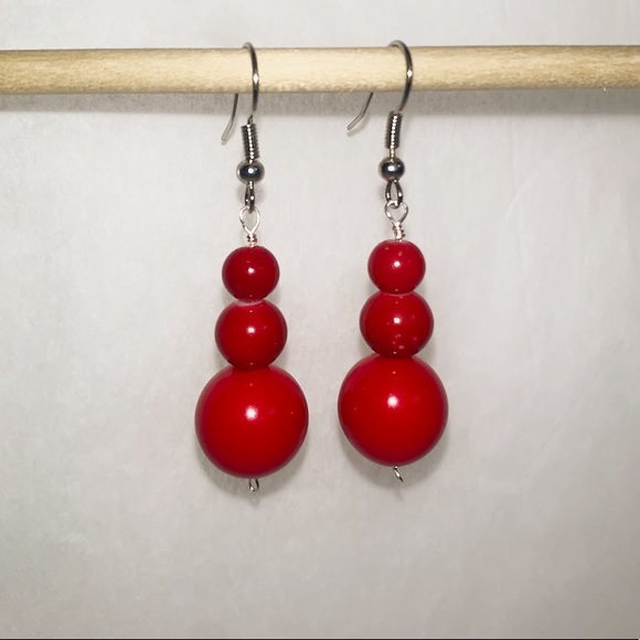 Red Drop Earring - Picture 2 of 3